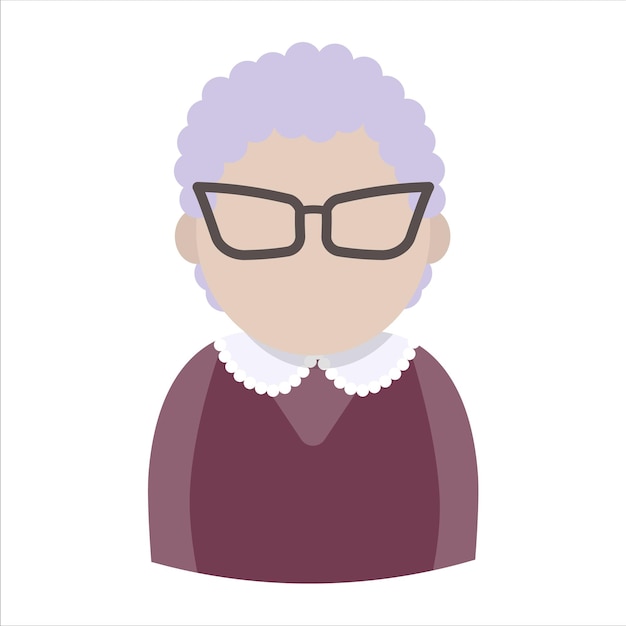 Avó no ícone de óculos avatar de usuário plana