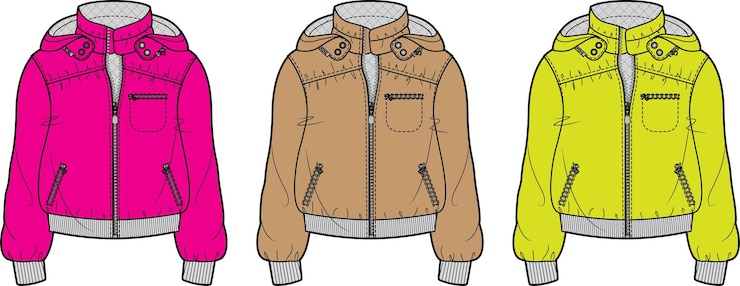 Vetor aw roupas infantis roupas de exterior para moda esboço plano desenho técnico modelo de ilustração vetorial