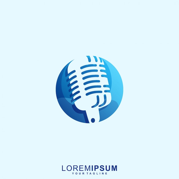 Awesome microphone radio premium logo