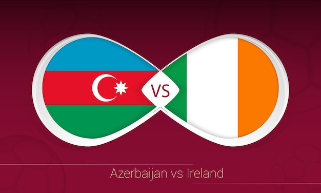 Azerbaijão vs irlanda em competição de futebol, grupo a. versus ícone no fundo do futebol.