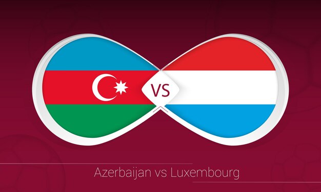 Azerbaijão vs luxemburgo em competição de futebol, grupo a. versus ícone no fundo do futebol.