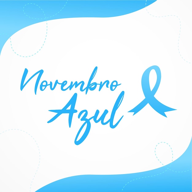 Vetor azul azul câncer de próstata post banner letras novembro linhas azuis