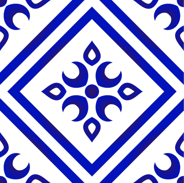 Azulejo azul e branco