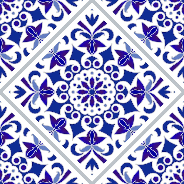 Azulejo azul e branco