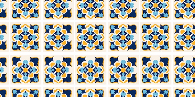 Azulejos cerâmicos coloridos em estilo floral tradicional padrão decorativo sem costura com ornamento