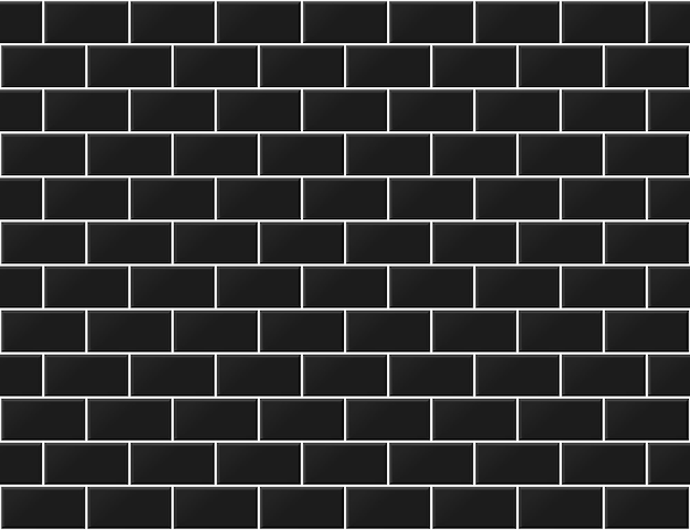 Azulejos pretos sem costura padrão horizontal Tijolos brancos cerâmicos no metro Parede ou chão