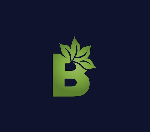 Vetor b conceito de design do logotipo do alfabeto da folha da natureza