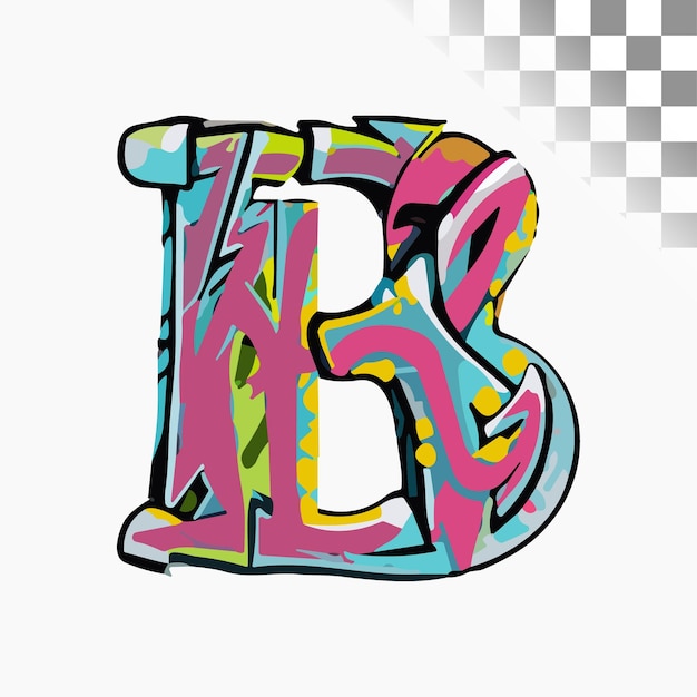 Vetor b desenho de letras estiloso font graffiti de estilo selvagem alfabeto