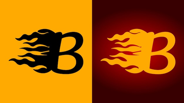 B fire logo texto chama