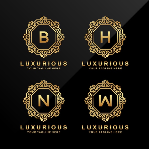 B, h, n, logotipo de letra de luxo w