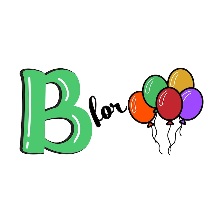 B para balão B letra e desenho de alfabeto ilustração vetorial de balão para crianças