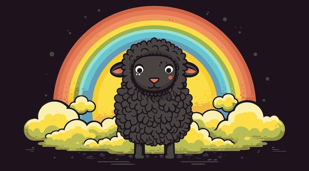 Baa baa ovelha negra em pé nas nuvens ilustração de arte vetorial