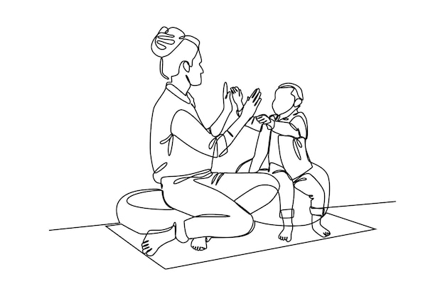Vetor babá feliz e bebê mão desenhada doodles logotipo babá conceito minimalista ilustração vetorial isolada