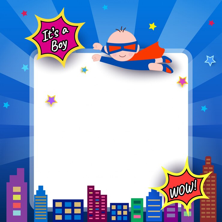 Vetor baby-shower-super-heroi