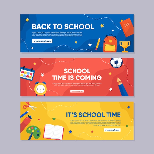 Back to School Horizontal Banners Template Collection Set (Conjunto de modelos de bandeiras horizontais de volta à escola)