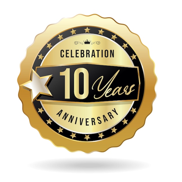 Badge de celebração de 10 anos de ouro