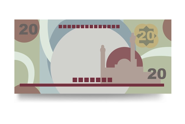 Vetor bahrein dinar vector illustration dinheiro do bahrein conjunto notas de banco papel moeda 20 bhd