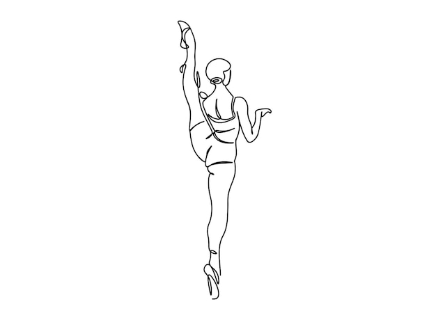 Vetor bailarina, balé dance girl arte de linha única, ilustração vetorial