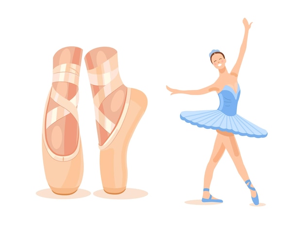 Bailarina em um tutu de balé azul em uma bela pose de perna