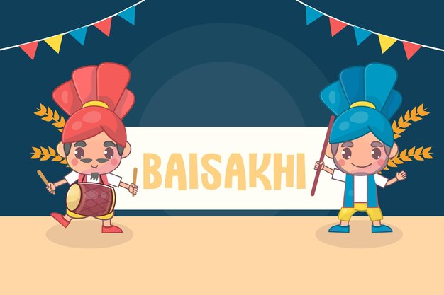 Baisakhi feliz com pessoas comemorando