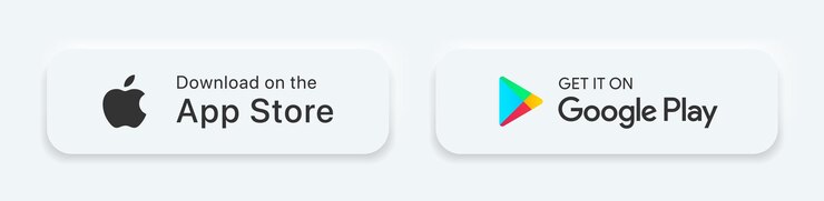 Vetor baixe na app store e obtenha no google play ícones de botão com design de neumorfismo.