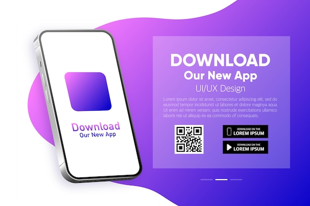 Vetor baixe nosso novo aplicativo móvel smartphone com tela vazia para seu aplicativo modelo de página baixe o aplicativo