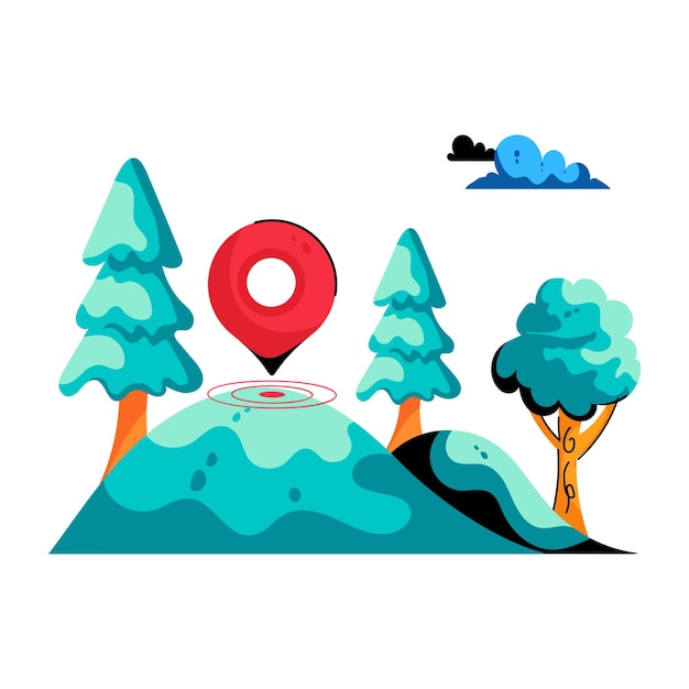 Baixe o ícone plano do GPS da floresta