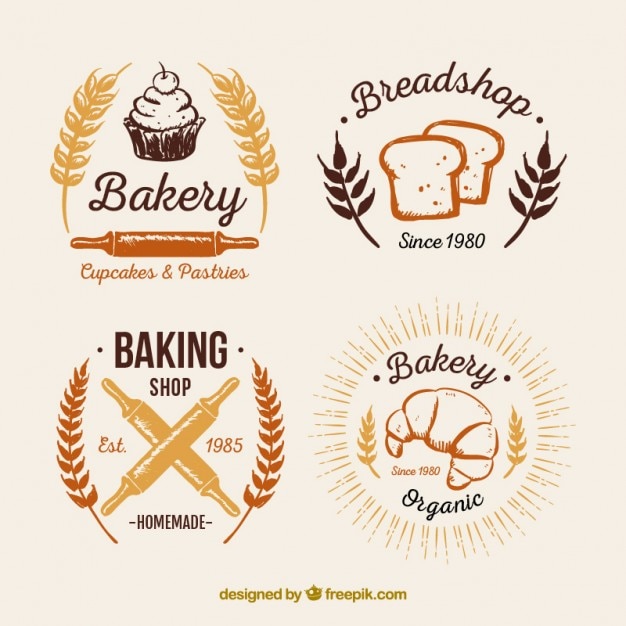 Bakery pacote de logotipos do vintage