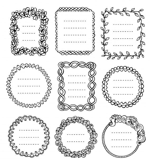Bala jornal mão desenhada quadros de vetor para caderno, diário e planejador.