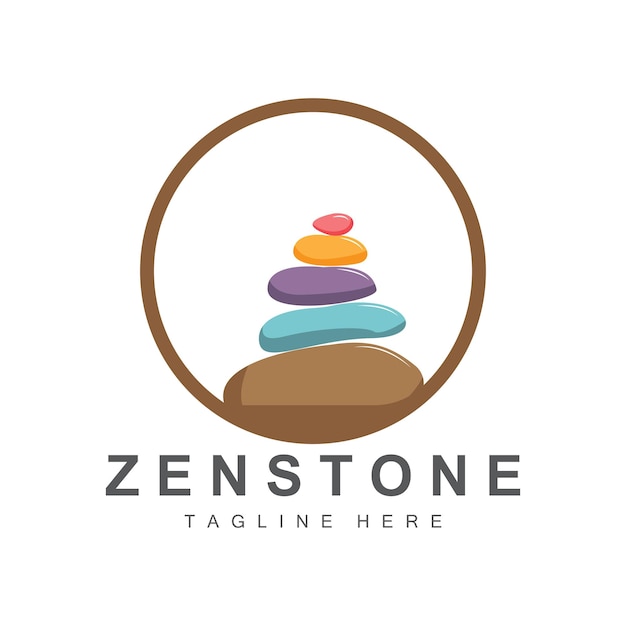 Balance stone logo design vector terapia pedra massagem pedra quente e zenstone ilustração de marca de produto