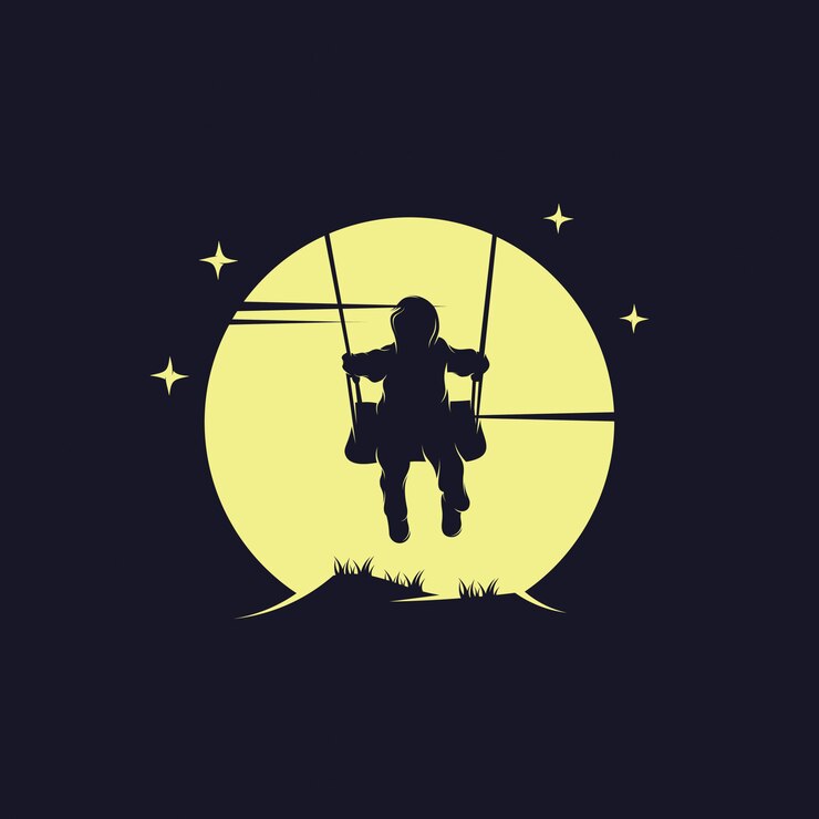 Vetor balanço infantil no logotipo da lua