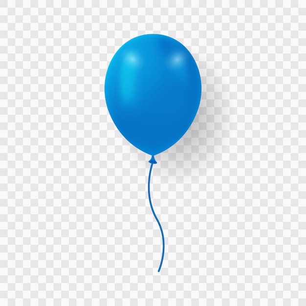 Vetor balão azul escuro único com fita no fundo transparente balão azul escuro para festa