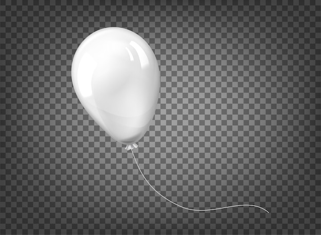 Balão branco isolado no fundo transparente preto.