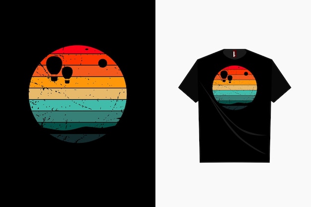 Balão de ar com design de camiseta retrô paisagem