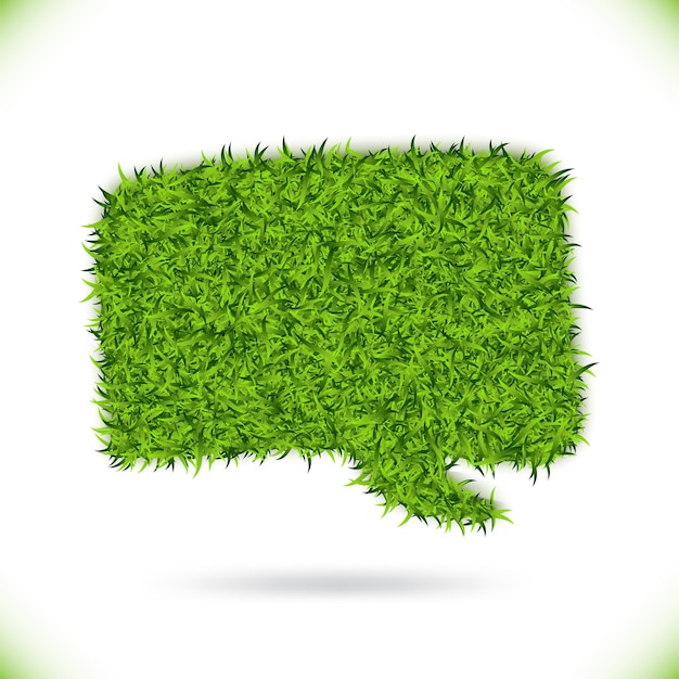 Balão de fala de grama verde sobre fundo branco. Eco Home Concept. Ilustração