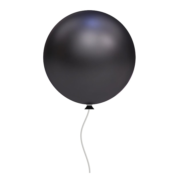 Balão de hélio preto grande no elemento de design decorativo realista de festa de revelação de gênero 3d ilustração vetorial