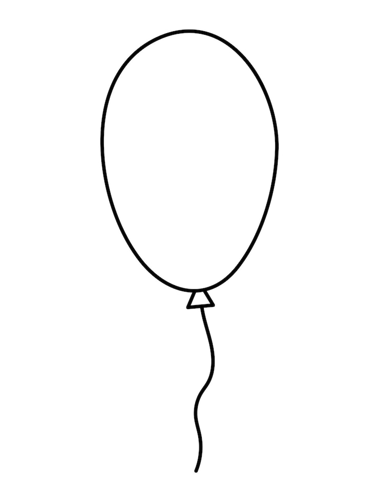 Vetor balão preto e branco fofo de vetor. presente de aniversário engraçado para cartão, pôster, design de impressão. ilustração de férias de contorno para crianças. ícone de linha de celebração isolado no fundo branco.