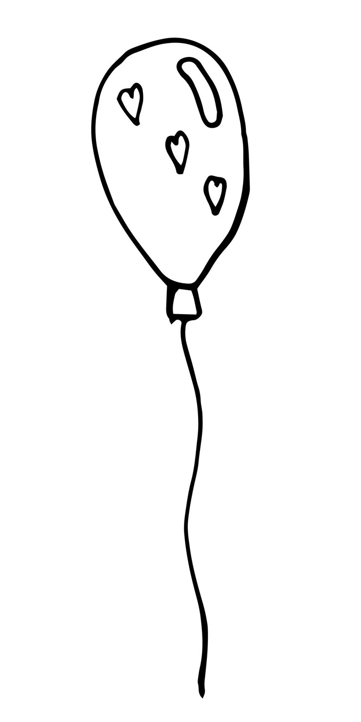 Vetor balão vetorial com desenho de coração ilustração de doodle de balão de ar linda decoração de férias