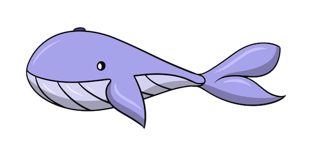 Baleia azul grande ilustração vetorial de vida marinha em estilo cartoon