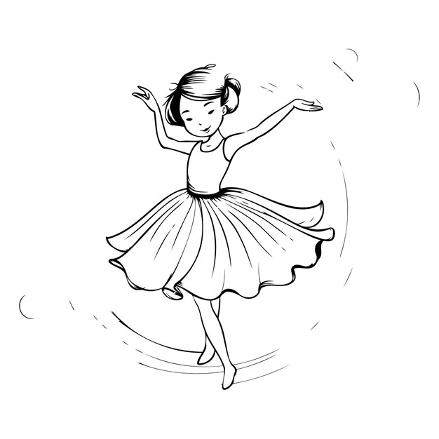 Vetor balerina em um tutu ilustração vetorial desenhada à mão