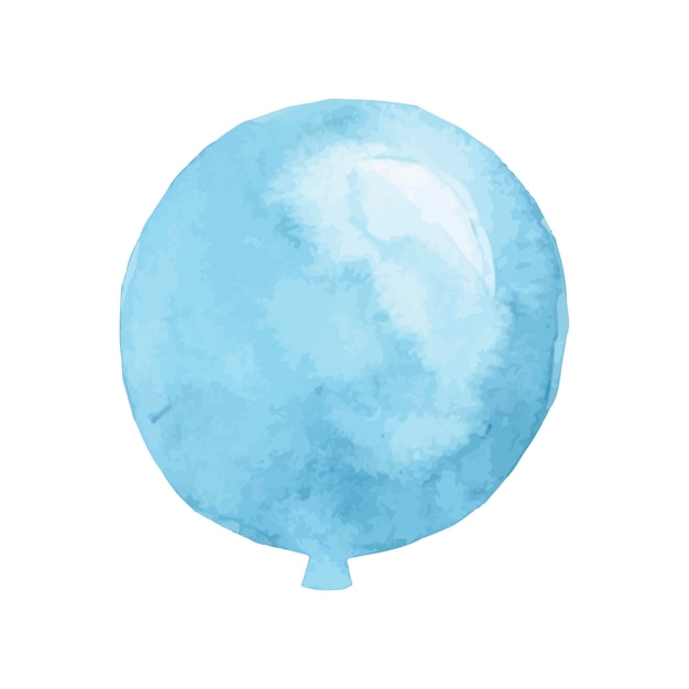 Balões coloridos de férias azuis Ilustração vetorial aquarela Elemento de decoração de aniversário
