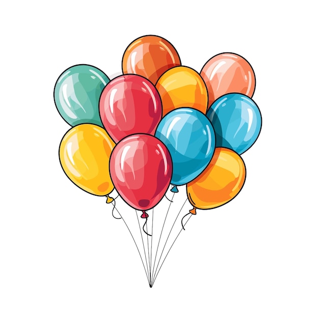 Vetor balões coloridos de hélio vetor clipart fundo branco