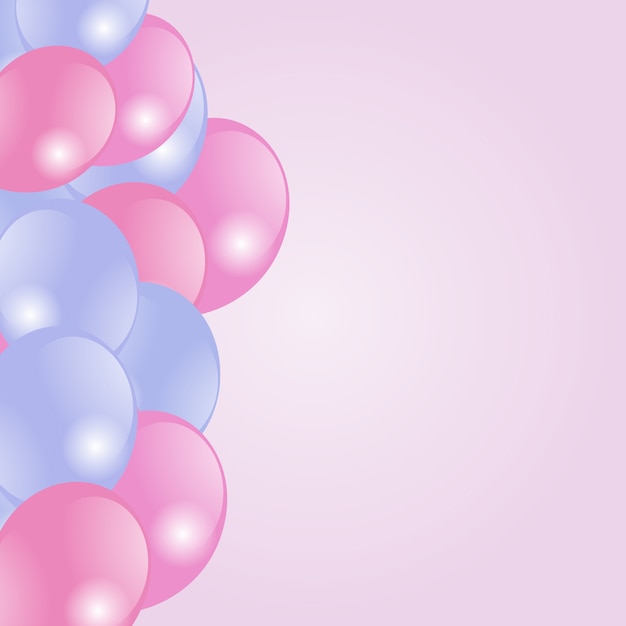 Balões coloridos isolados no fundo rosa.