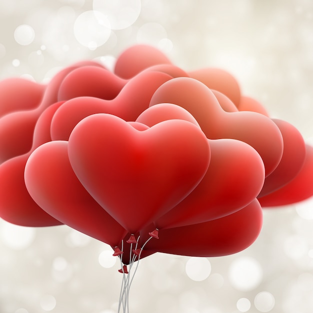 Balões de amor vermelho.