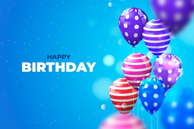Vetor balões de aniversário colorido realista