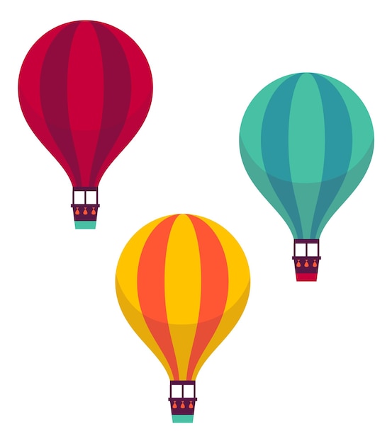 Balões de ar quente transporte voador colorido símbolo de viagem aérea