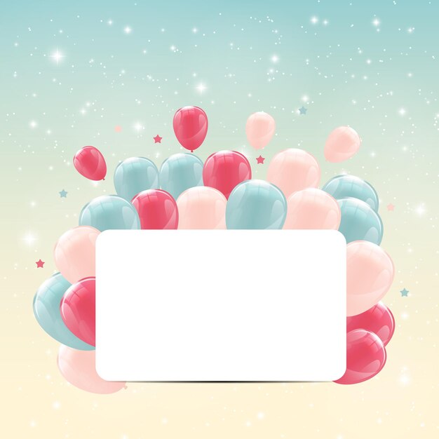 Balões de feliz aniversário coloridos com banner de fundo vector il