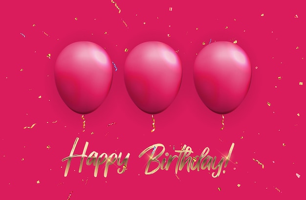 Vetor balões de feliz aniversário com cores brilhantes