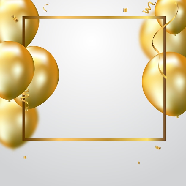 Balões de ouro e confete festa fundo