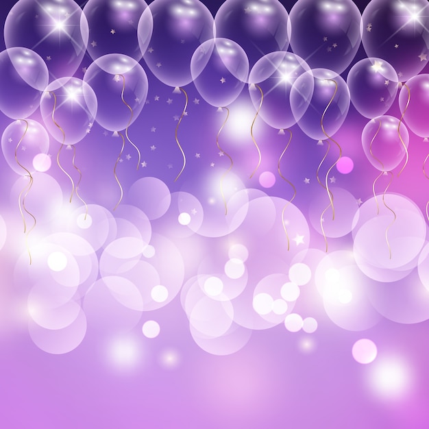 Vetor balões e bokeh luzes fundo de celebração